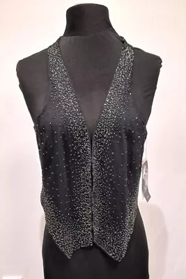 ZARA TRF Night Collection Ladies Sequin Black Waistcoat Size L CG ZZ5 • £7.99