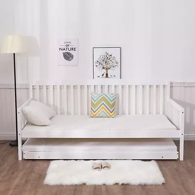 Shaker Style White 3ft Single Daybed With Under Bed Guest Trundle Sofabed • £189.99