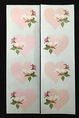 Mrs. Grossman’s PINK FLOWER HEART Stickers. 8 Squares. 1994. Retired. • $3.99