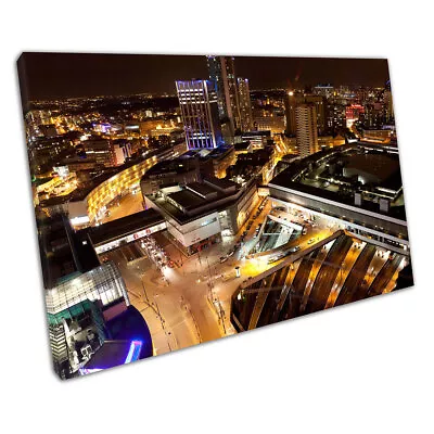 City Of Birmingham At Night Skyline Street Lights Ready To Hang Wall Art Print • $17.43