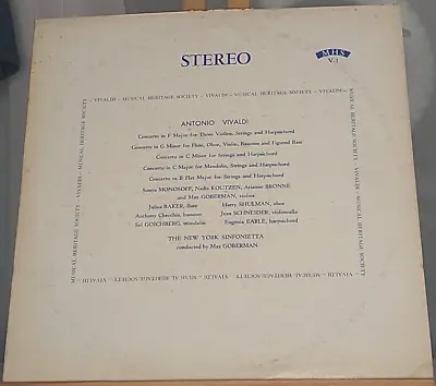 [EX 1 LP] Antonio Vivaldi - CONCERTO Musical Heritage Society MHS V-1 • $8.90
