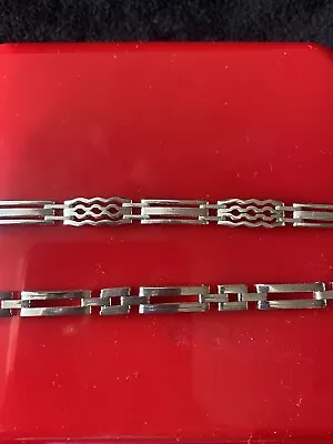 Lot 2 Vintage Sterling Silver Bracelet Gate Panel Link Wavy Design 25gm Lobster • $34.95