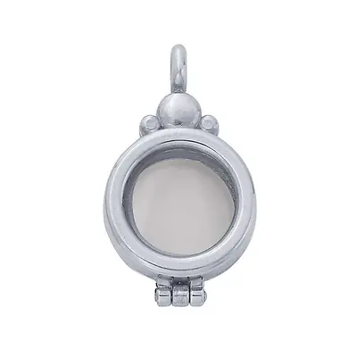 Sterling Silver Petite Round Floating Glass Locket Pendant 12mm • $19.95