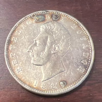 Genuine Silver 1889 Ecuador 1 Sucre | XF+ Condition T-127 • $58