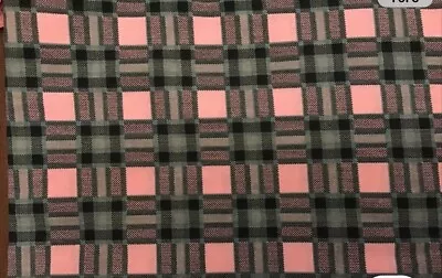 1997 Daisy Kingdom  Scottie Plaid Gray & Pink Fabric #2709 34.75” Long • $10.99