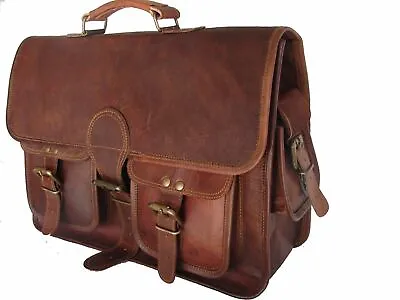 Real Leather Vintage Brown Men's Messenger Mail Shoulder Laptop Bag Briefcase • $42.78