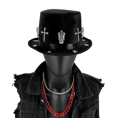 Steampunk Skeleton Top Hat Gothic Crown Skull Cross Party Halloween Punk Hat Men • $28