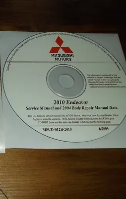 2010 Mitsubishi Endeavor Service Manual & 2004 Body Repair Data On Cd • $47.99