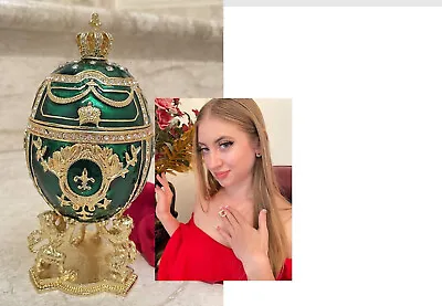 Imperial Faberge Egg Trinket Swarovki Wreath Diamond Jewelry SET Graduation Xmas • $249