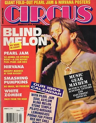 Circus Music Mag Jan 31 1994 Blind Mellon Pearl Jam Nirvana Smashing Pumpkins • $7