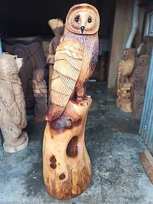 £360 • Buy Chainsaw Carving Owl Sussex Elm Wood Home Garden Rustic Sculpture Art Statue