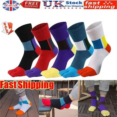 1-5 Pairs Mens Cotton Five Finger Toe Socks Autumn Winter Casual Soft Breathable • £7.79