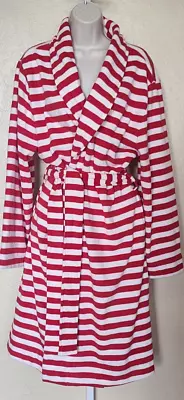 Nwot Women's Hanna Andersson Candy Cane  Red/white Striped Fleece Robe S/m • $40.40
