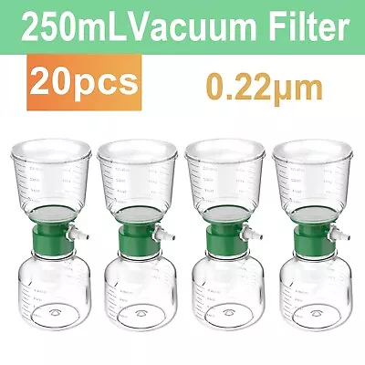 $43.69 • Buy 20 Pcs Sterile Bottle Top Vacuum Filter Filtration 250mL Funnel 0.22μm PES Units