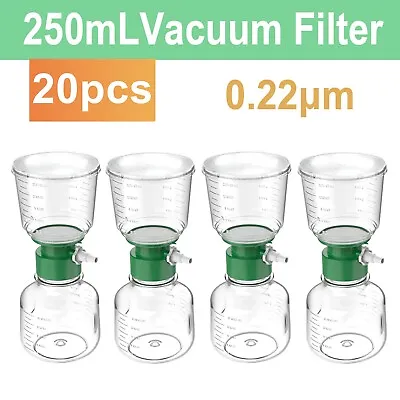 20 Pcs Sterile Bottle Top Vacuum Filter Filtration 250mL Funnel 0.22μm PES Units • $41.99