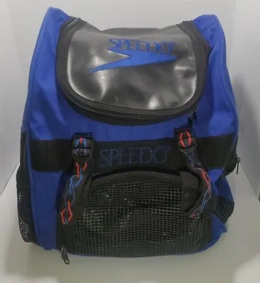 Vintage Speedo Large Blue Backpack Dive Bag Swim Bag Sports 1990s Tribal Straps • $26