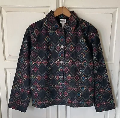 NWT CHICO’S DESIGN Sz 0 Embroidered Lined Jacket SEE MEASUREMENT PICS • $59.45