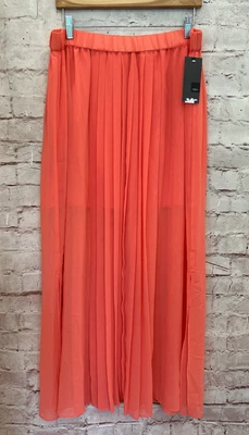 £23.92 • Buy Mossimo Womens Coral Pink Maxi Skirt Sheer Mini Lined Elastic Waist Size L NEW