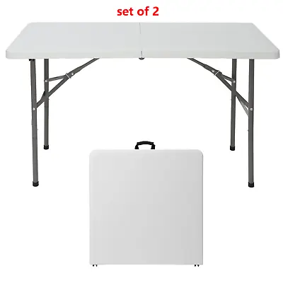 2PCS Portable 4FT Plastic Folding Table For Picnic Camping W/ Handle In/Outdoor • $87.58