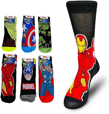 Mens Avengers Socks 7-12  DC Marvel Comics Novelty Character 100% Official Large • $6.99