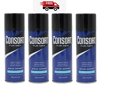 PACK OF 4 Consort For Men Shine Enhancing Extra Hold Hair Spray 8.3 Oz NEW USA • $35.99
