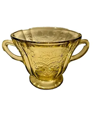 Vintage Federal Glass  Madrid Amber Yellow Depression Glass Sugar Bowl • $24.99