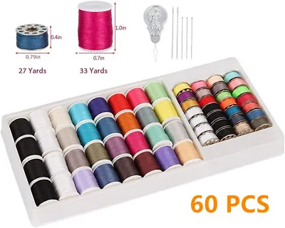 NEX 60pcs Sewing Thread Kit Mixed Colors Spool Sewing Thread For Hand Machine • $9.49