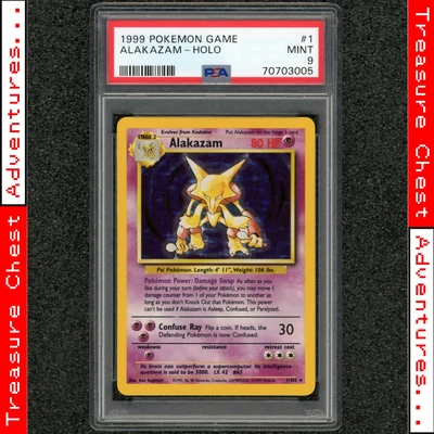 $62 • Buy Amazing! ALAKAZAM Holo 1999 POKEMON BASE PRINT # 1 Vintage WOTC Rare PSA 9 Mint!