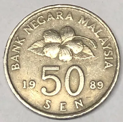 Malaysia High-Grade 1989 50 Sen Copper-Nickel Coin • $1.95