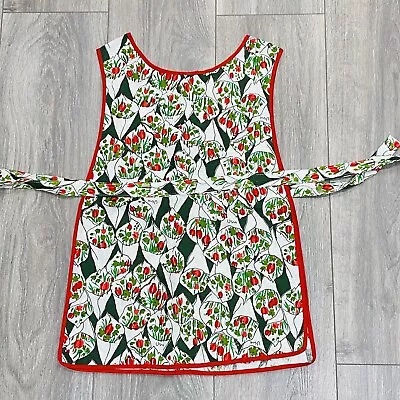 Vintage Vera Neumann Childs Full Apron Cotton Print Red White Green Toddler Chic • $29.25