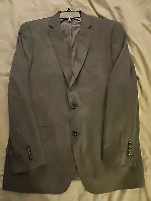 Marc Anthony Slim Fit 44R Wool Blend Stitched Lapel 2 Button Gray Suit Jacket • $50