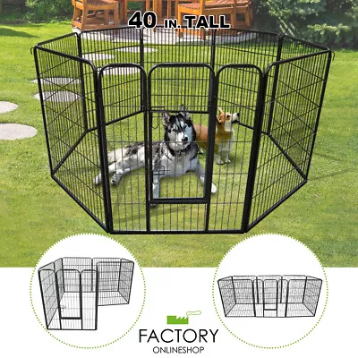 40 Inch 8 Panel Heavy Duty Metal Pet Dog Playpen Kennel Exercise Fence Cage • $104.96