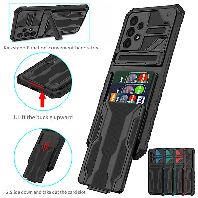 Case For Samsung S21 S23 S22 Ultra A53 A13 A52S Card Holder Stand Wallet Cover • £3.97