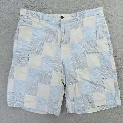 Izod Shorts Mens 36 Blue Plaid Patchwork Indian Madras Flat Front • $18.95