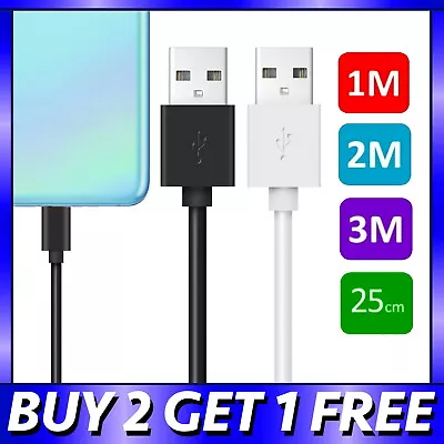 USB Type-C Charger Cable USB-C 1M 2M Long Data Sync Charging Phone Power Lead • £2.49