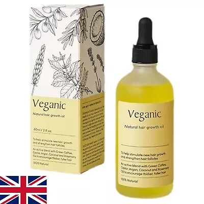 Natural Hair Growth Oil Veganic Natural Hair Growth Oil Hair Care 60ml UK • £18.55