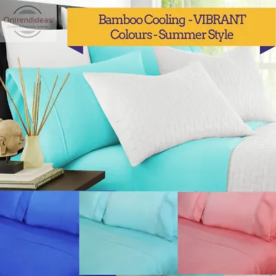 $42 • Buy 2000TC Bamboo Cooling Sheet Set | Hypo-Allergenic Breathable Summer Sheets