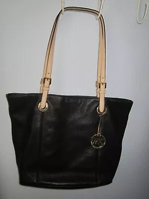 Michael Kors Large Jet Set Travel Tote Shoulder Bag Black Handbag Leather Purse • $19.99
