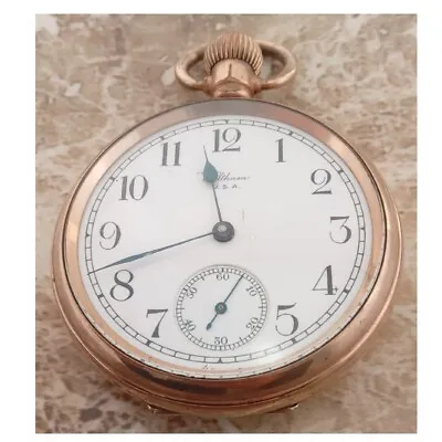 Art Deco Wall-Street Crash 14k Gold Waltham Traveller 7 Jewel  Pocket Watch 1929 • £225