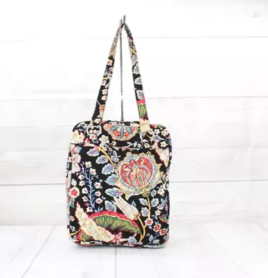 Vera Bradley Black Floral Print Quilted Shower Tote Purse Travel Bag • $32