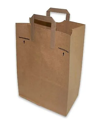 $32.99 • Buy 50 Paper Retail Grocery Bags Kraft With Handles 12x7x17