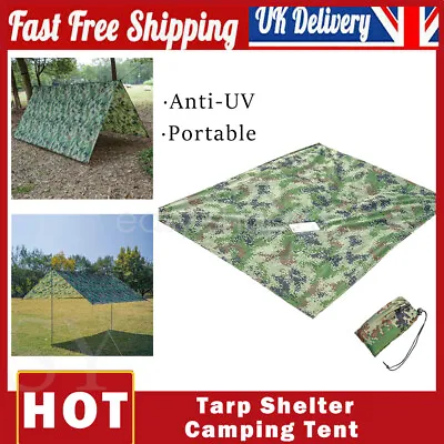 Ultralight Tarp Shelter Camping Tent Cover Shade Sun Canopy Camo Waterproof • £9.05