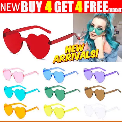 Women Teen Love Heart Shape Sunglasses Fun Dress Party Festival Summer Glasses~ • £2.85