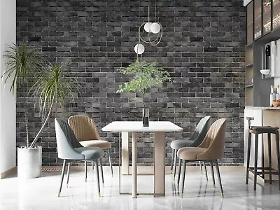 3D Black Brick Wallpaper Wall Mural Removable Self-adhesive  223 • $349.99