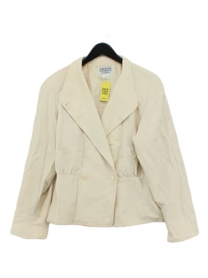 Caroline Charles Women's Blazer UK 14 Cream 100% Linen Overcoat • £37.80