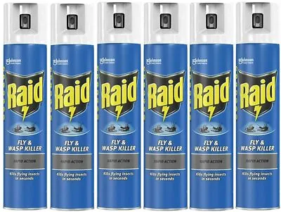 Raid Fly & Wasp Killer Rapid Action Spray 300ml X6 WHITE LID  • £21.65