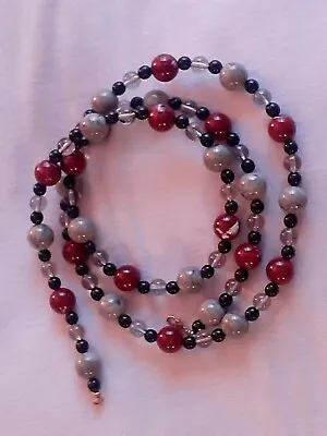 Vintage Monet Cranberry And Multi Colored Bead Necklace. 35  • $19