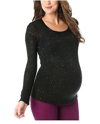 Motherhood Maternity Black Sequin Maternity Sweater Size Medium • $14