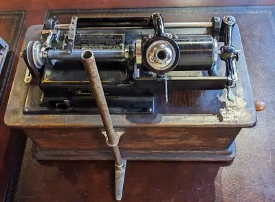 Large Case Antique Edison Cylinder Home Phonograph Player Oak Case Works! • $499.99