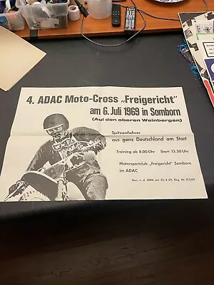 Vintage Original Poster 1969 German Motor Cross Racing Rare ADAC • $89.99